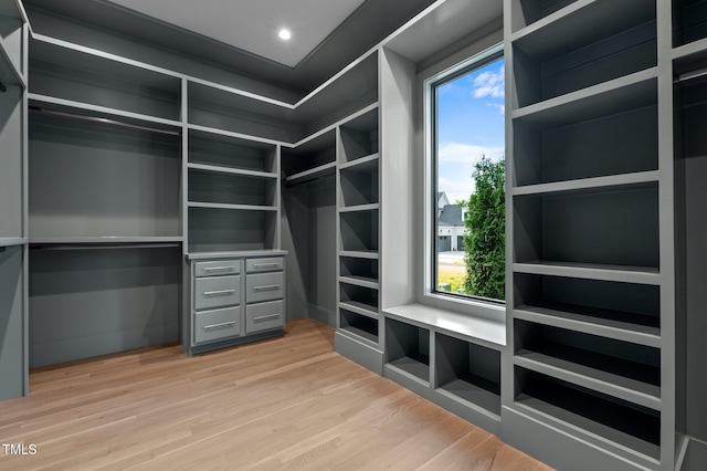 walk in closet featuring light wood-style floors