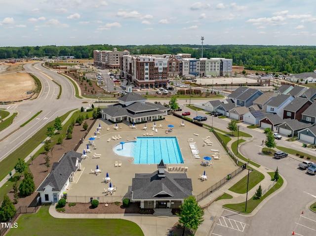 bird's eye view of a pool