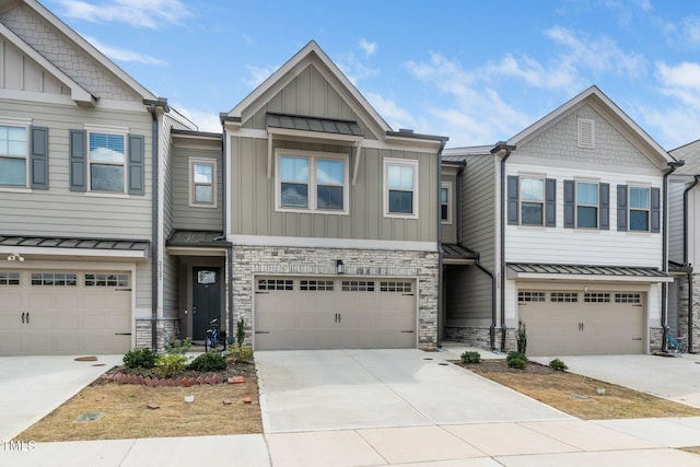 2129 Mars Hill Ln, Apex, NC 27502 - townhome / multi-family property with a standing seam roof, metal roof, and stone siding