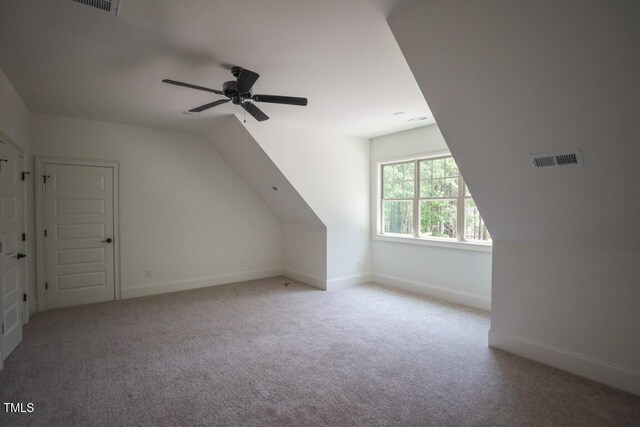 1212 Perry Bluff Dr, Wake Forest, NC 27587 - additional living space featuring a ceiling fan, carpet flooring, and vaulted ceiling