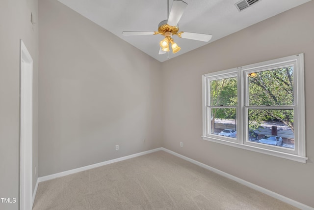 1442 Barton Place Dr, Raleigh, NC 27608 - empty room featuring light carpet, ceiling fan, baseboards, and visible vents