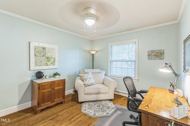 418 S 2nd St, Smithfield, NC 27577 - office space with crown molding, ceiling fan, and light wood finished floors