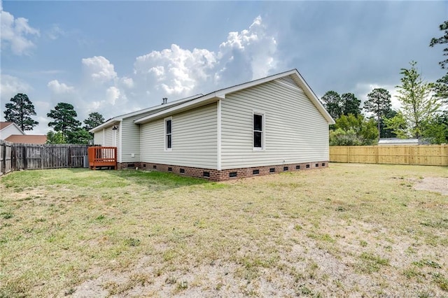 6611 Brannan Way, Fayetteville, NC 28314 - back of house with crawl space and a deck