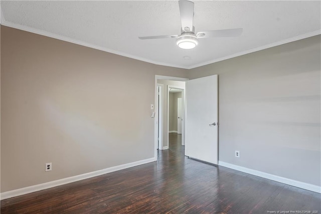 6026 Cornish St, Fayetteville, NC 28314 - spare room featuring wood finished floors, a ceiling fan, baseboards, crown molding, and a textured ceiling