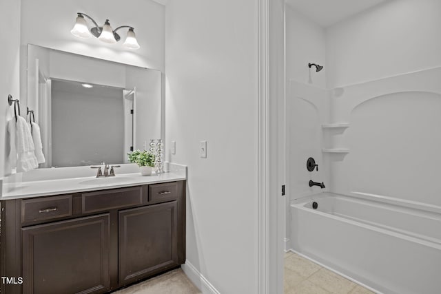 bathroom with bathing tub / shower combination and vanity