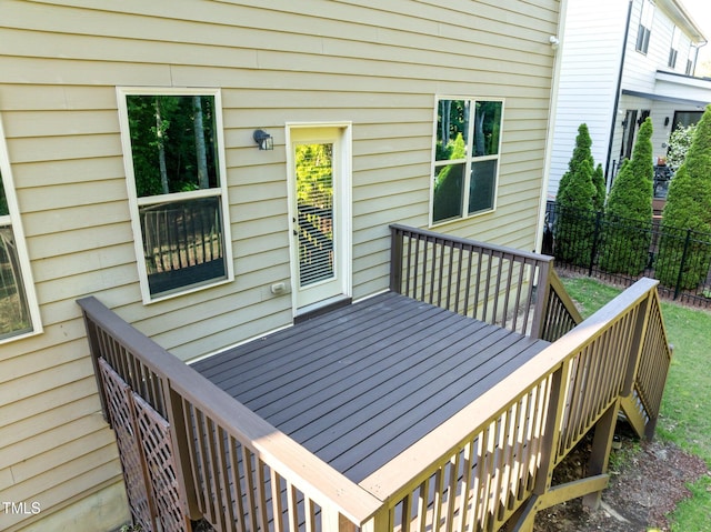 wooden deck featuring fence