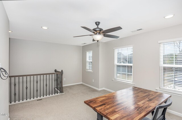 3360 Bordwell Ridge Dr, New Hill, NC 27562 - unfurnished office with a healthy amount of sunlight, baseboards, a ceiling fan, and visible vents
