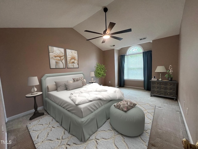 1020 Retriever Ln, Raleigh, NC 27603 - bedroom with carpet floors, lofted ceiling, and ceiling fan