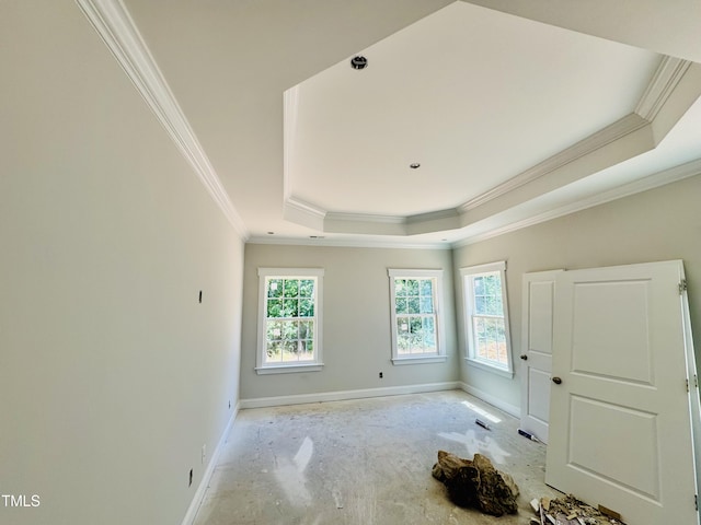 1075 Fairhaven Dr Lot 51, Mebane, NC 27302 - spare room with crown molding, baseboards, and a tray ceiling