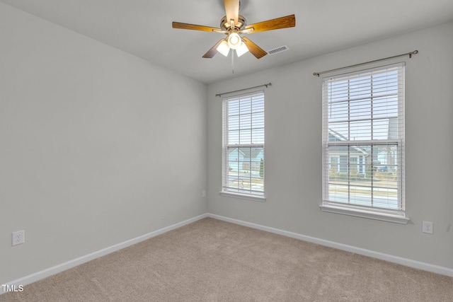 233 Stone River Dr, Wendell, NC 27591 - carpeted spare room featuring baseboards, ceiling fan, and visible vents