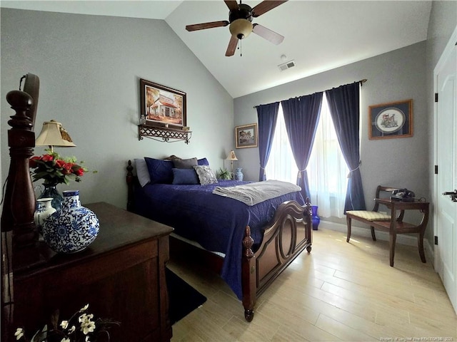 921 Satinwood Ct, Fayetteville, NC 28312 - bedroom with lofted ceiling, light wood finished floors, a ceiling fan, and baseboards