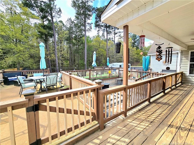 921 Satinwood Ct, Fayetteville, NC 28312 - wooden terrace with outdoor dining space