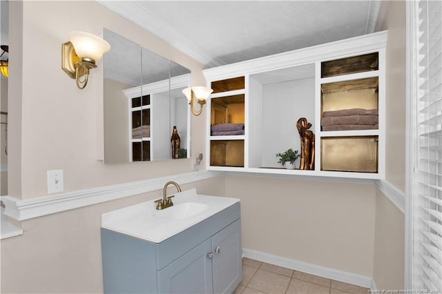 416 N Main St, Raeford, NC 28376 - bathroom with tile patterned flooring, vanity, and baseboards