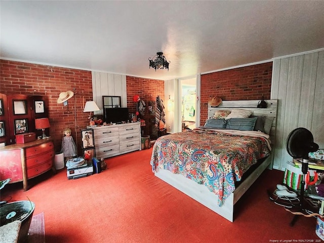 4017 Glenridge Rd, Fayetteville, NC 28304 - carpeted bedroom featuring brick wall