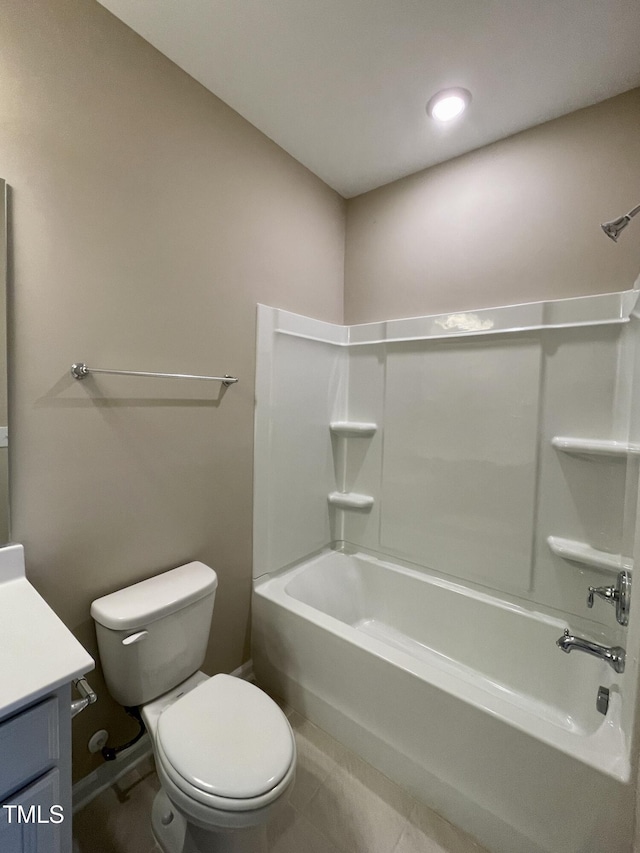 413 Diversity Way, Raleigh, NC 27610 - bathroom featuring vanity, toilet, shower / bathtub combination, and tile patterned flooring