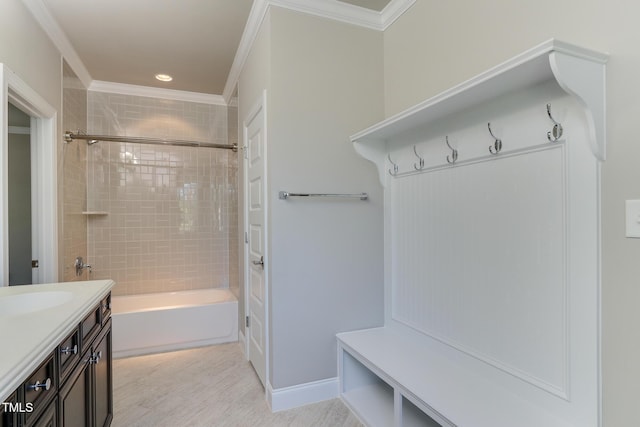 721 Shelley Rd, Raleigh, NC 27609 - interior space featuring a sink, recessed lighting, and crown molding