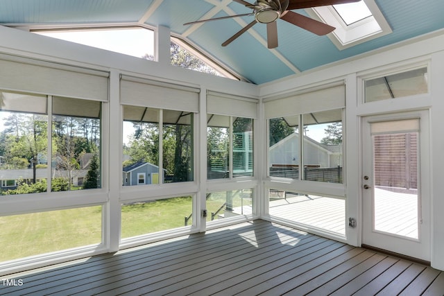 721 Shelley Rd, Raleigh, NC 27609 - unfurnished sunroom with a skylight and a ceiling fan
