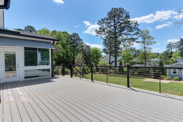 721 Shelley Rd, Raleigh, NC 27609 - wooden deck featuring a lawn