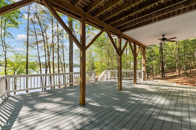104 Chuckwagon Dr, Louisburg, NC 27549 - deck with a water view and ceiling fan