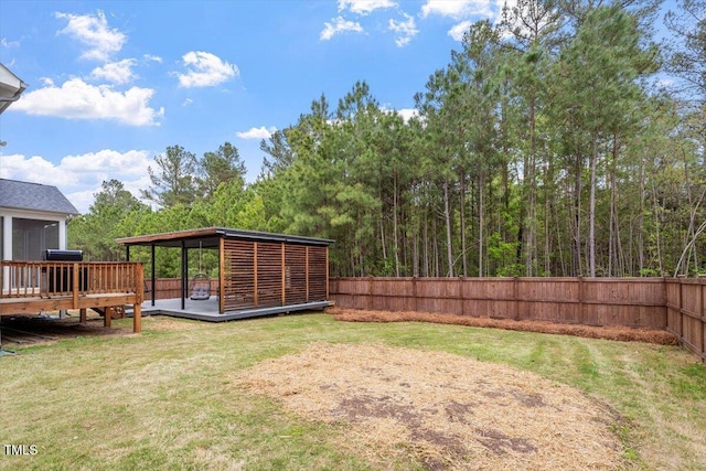 956 The Parks Dr, Pittsboro, NC 27312 - view of yard featuring a fenced backyard and a wooden deck