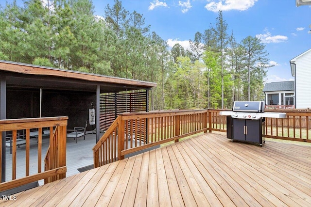 956 The Parks Dr, Pittsboro, NC 27312 - wooden terrace featuring a grill