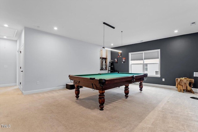 956 The Parks Dr, Pittsboro, NC 27312 - game room with light carpet, billiards, and attic access