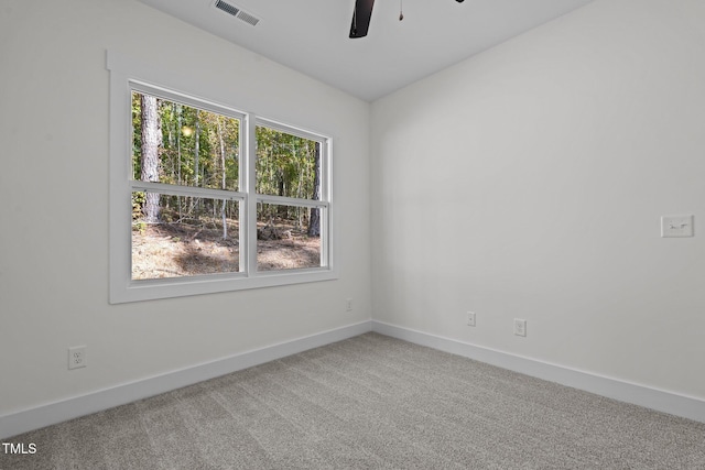 111 Halifax Rd, Louisburg, NC 27549 - unfurnished room with carpet flooring, visible vents, baseboards, and ceiling fan
