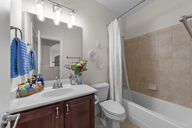 5928 Terrington Ln, Raleigh, NC 27606 - full bathroom featuring tile patterned floors, shower / tub combo, vanity, and toilet