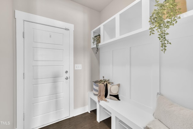 706 Fireball Ct, Knightdale, NC 27545 - mudroom featuring dark wood-style floors and baseboards