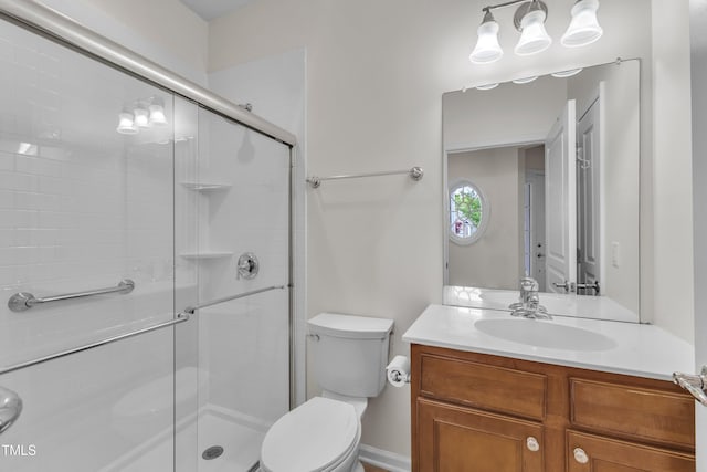 113 Dowington Ln, Cary, NC 27519 - full bathroom featuring toilet, a shower stall, and vanity