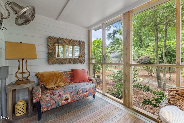 sunroom / solarium with wooden walls
