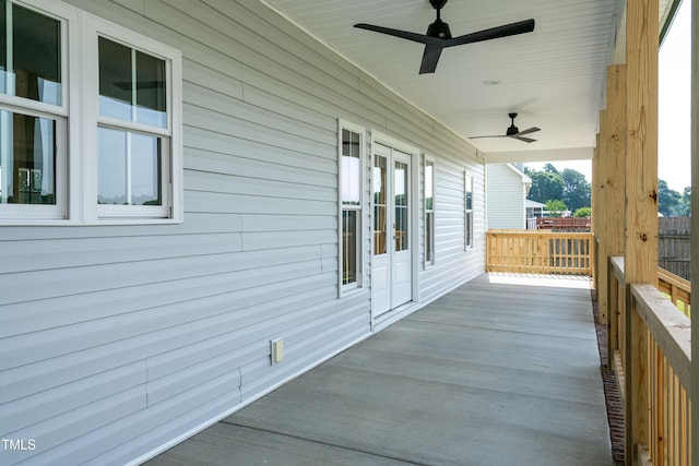 deck featuring ceiling fan