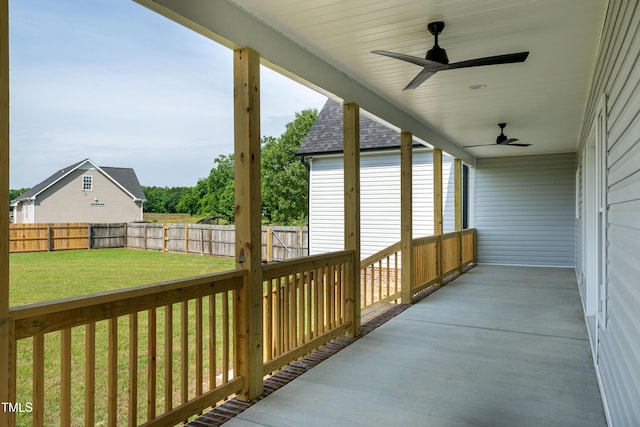 view of patio / terrace featuring ceiling fan