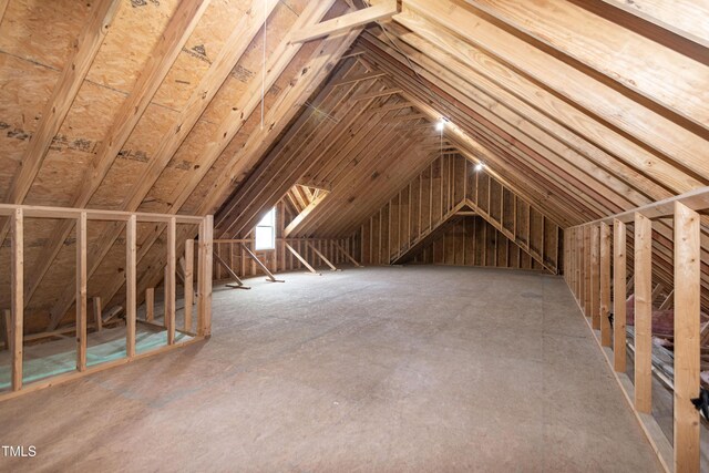 view of unfinished attic