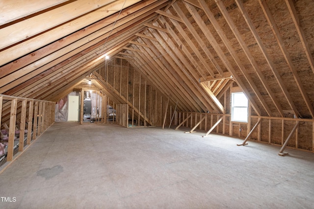 view of unfinished attic