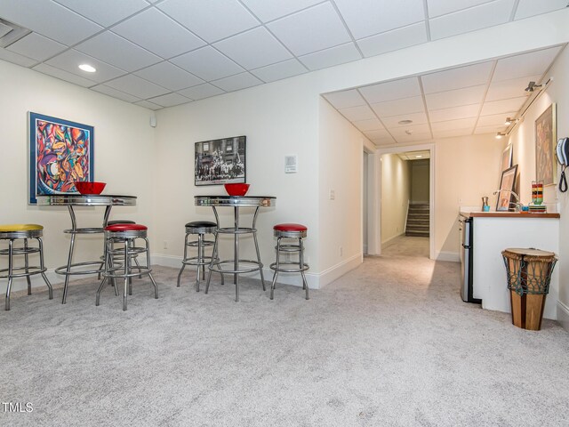 540 Vista Del Lago Ln, Wake Forest, NC 27587 - dining space featuring stairway, carpet floors, a paneled ceiling, baseboards, and recessed lighting