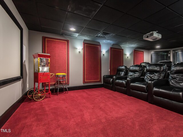 540 Vista Del Lago Ln, Wake Forest, NC 27587 - carpeted cinema room with a paneled ceiling and baseboards