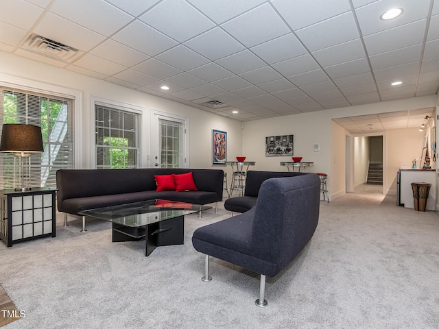 540 Vista Del Lago Ln, Wake Forest, NC 27587 - living area featuring carpet floors, stairway, and recessed lighting