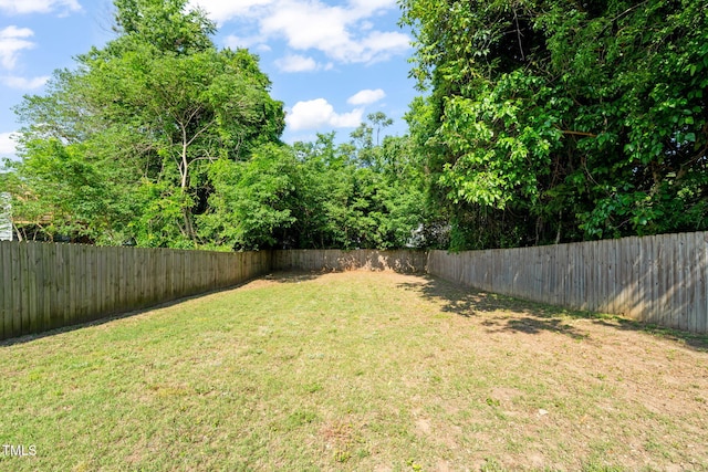 view of yard featuring a fenced backyard
