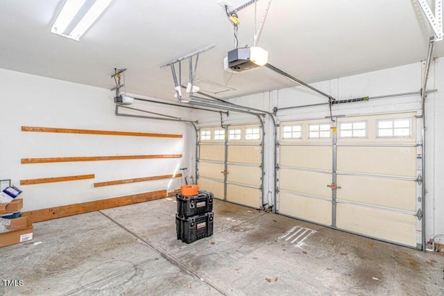 garage with a garage door opener