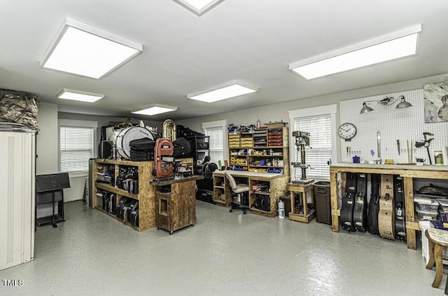 interior space with a workshop area