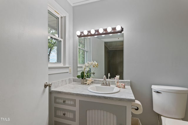half bath with vanity and toilet