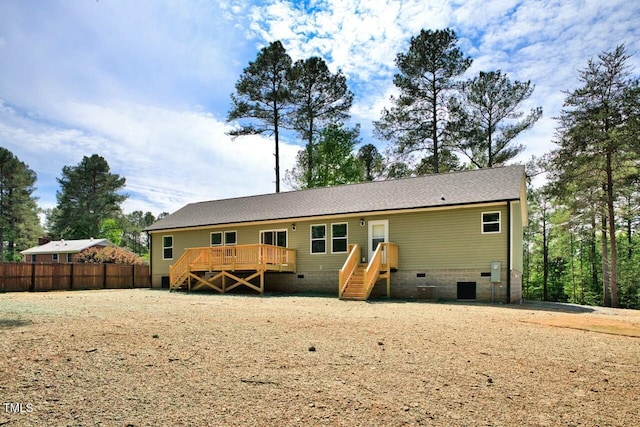 7120 Guess Rd, Hillsborough, NC 27278 - back of house with a deck, crawl space, central air condition unit, and fence
