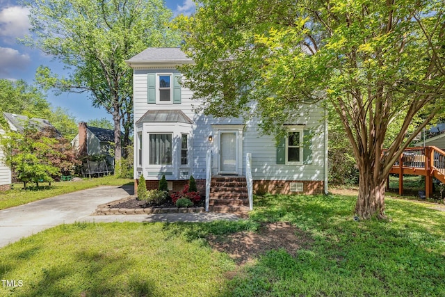 3109 E Folkestone Pl, Raleigh, NC 27604 - view of front of house with driveway, crawl space, and a front yard
