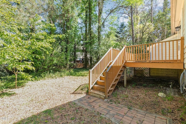 3109 E Folkestone Pl, Raleigh, NC 27604 - view of yard featuring a wooden deck and stairs