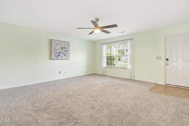 4817 Quarryman Rd, Raleigh, NC 27610 - spare room with ceiling fan, baseboards, visible vents, and carpet floors