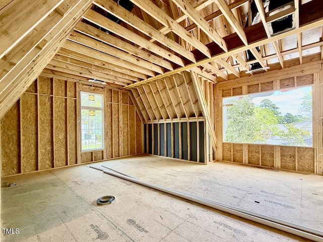view of unfinished attic