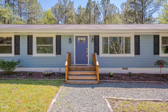single story home with crawl space