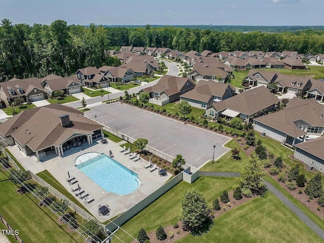 1005 Vesper Ct, Durham, NC 27703 - aerial perspective of suburban area featuring a pool area