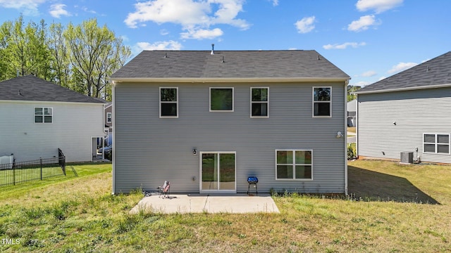 95 Shady Creek Trl, Garner, NC 27529 - rear view of house featuring cooling unit, a patio, a yard, and fence